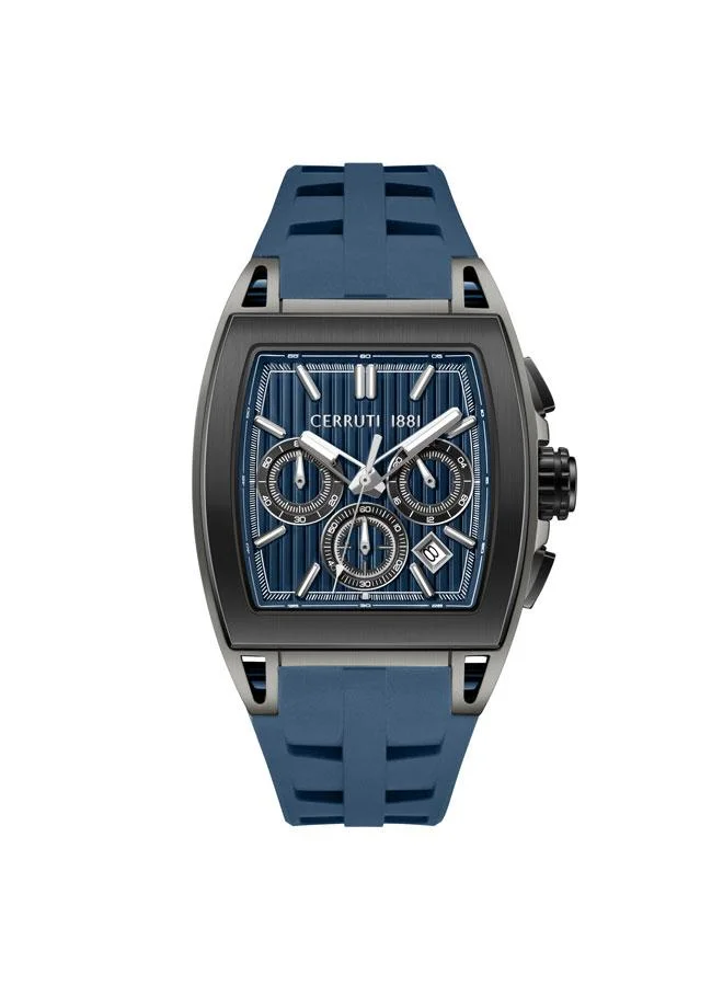 شيروتي 1881 Belluno Blue Dial Silicone Strap Chronograph Watch for Men, 41.5mm